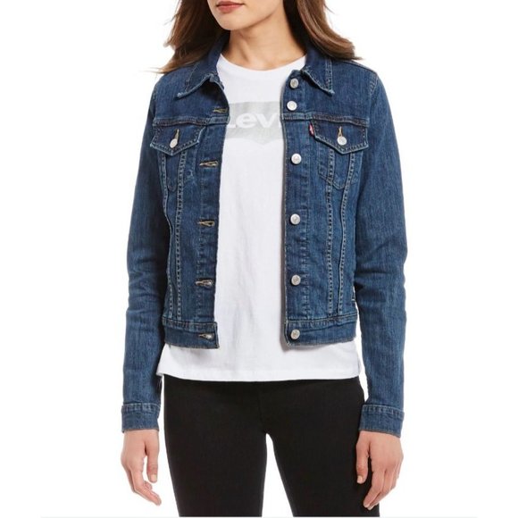 Levis Womens Jacket Blue XL Trucker Jean Cotton Denim Classic Washable - Picture 1 of 10